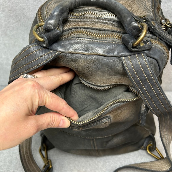 Bayside 1984 Lusher Backpack Distressed Soft‎ Italian Leather Pewter Gray Boho main image 10